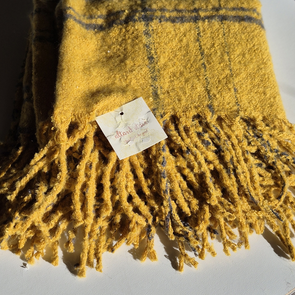 Yellow Fringed Infinity Scarf